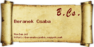 Beranek Csaba névjegykártya
